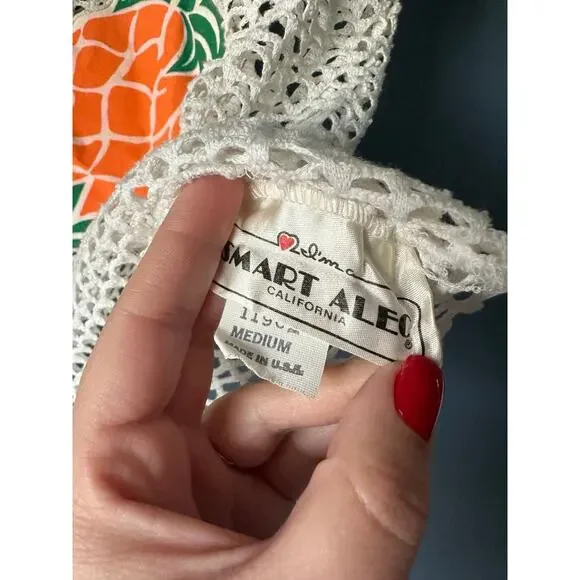 Vintage 80s smart Alec crochet pineapple crop top - Picture 3 of 6